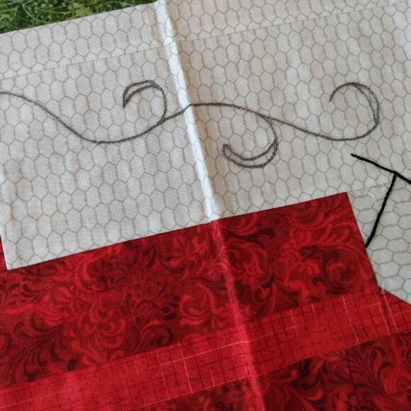 Quilted Farm Tractor Quilt Block Fabric Panel Red Green Pillow Cover Wallhanging - Picture 4 of 13